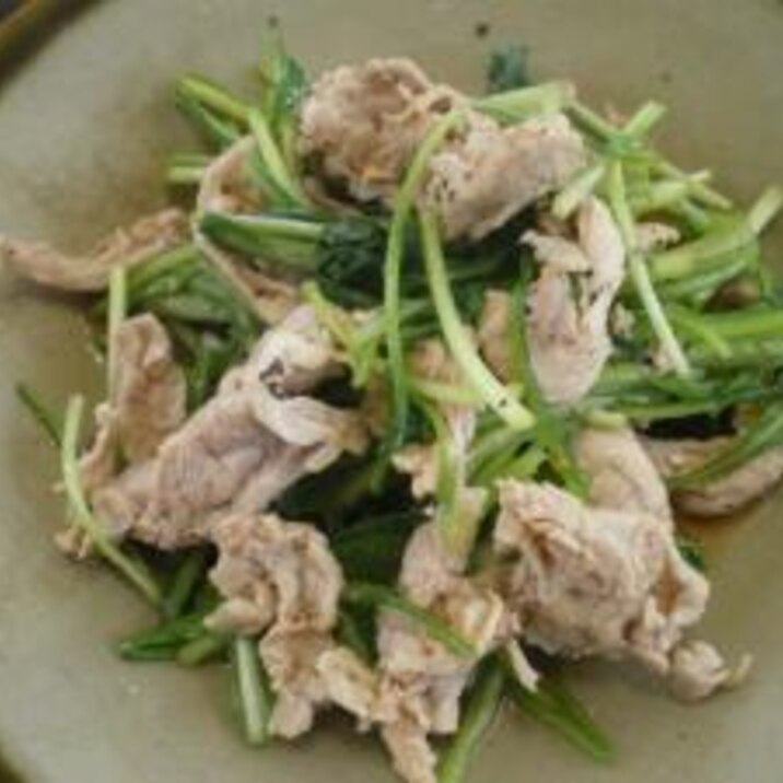 壬生菜と豚肉の炒め